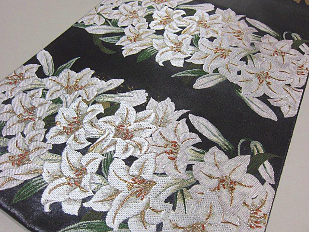 上質な逸品 新品未仕立 豪華 西陣織引箔高級袋帯 真珠 本金箔 花遊