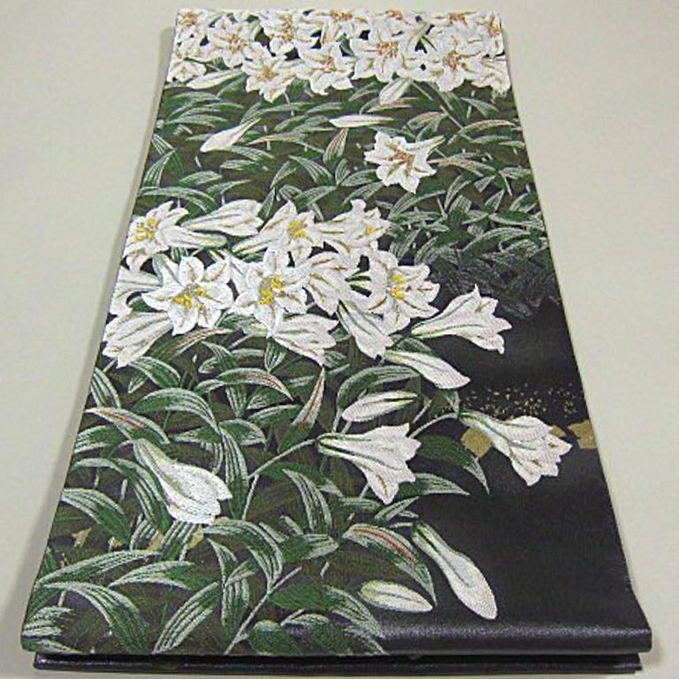 上質な逸品 新品未仕立 豪華 西陣織引箔高級袋帯 真珠 本金箔 花遊