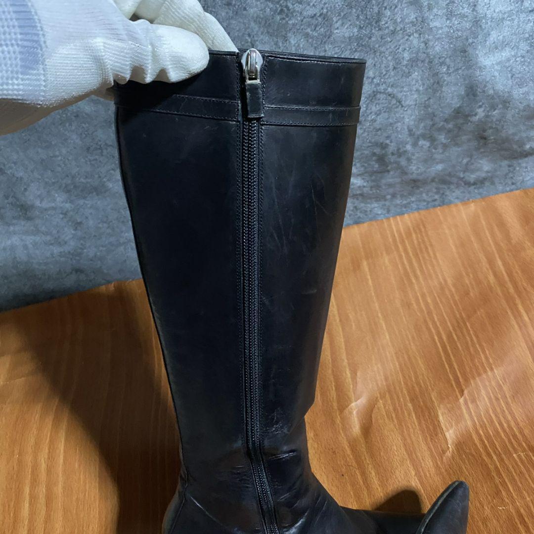  Louis Vuitton leather long boots lady's black shoes 