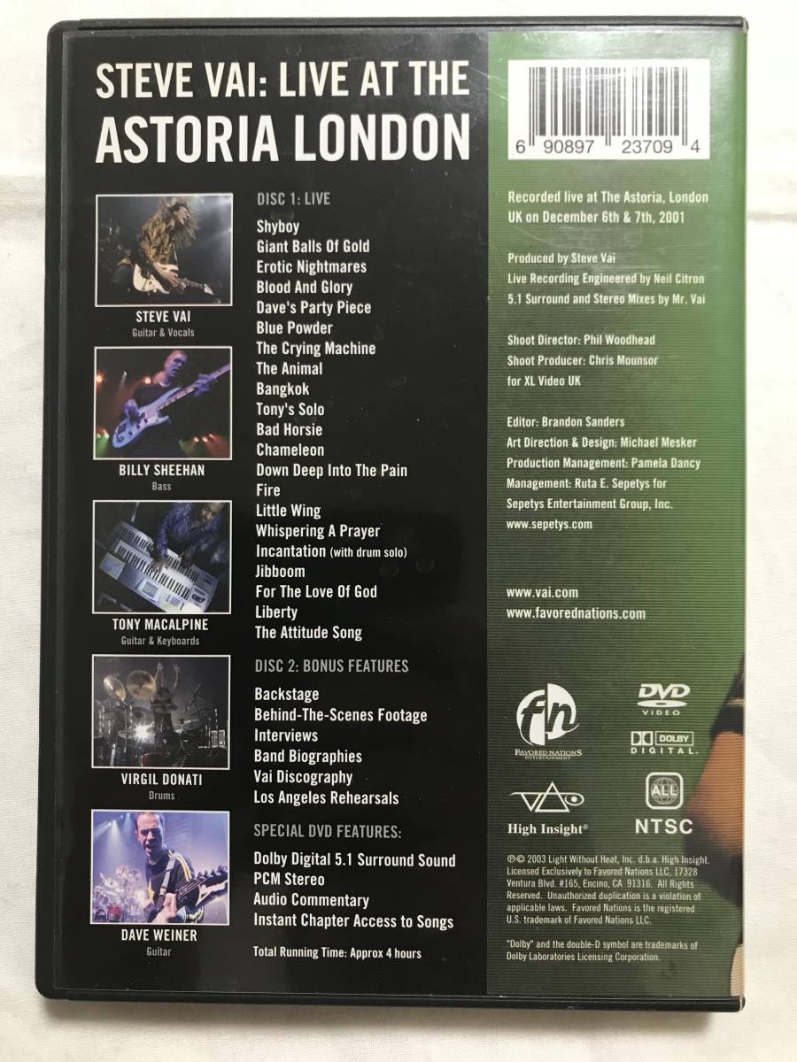 ★☆スティーヴヴァイ Live at the Astoria London Steve Vai Billy Sheehan Tony MacAlpine ビリーシーン DVD 輸入 2枚組_画像2