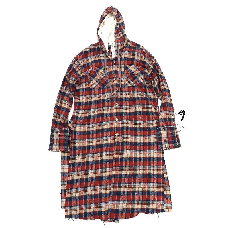G03199 新品 GREG LAUREN/フーデッド フランネルシャツ コート【サイズ