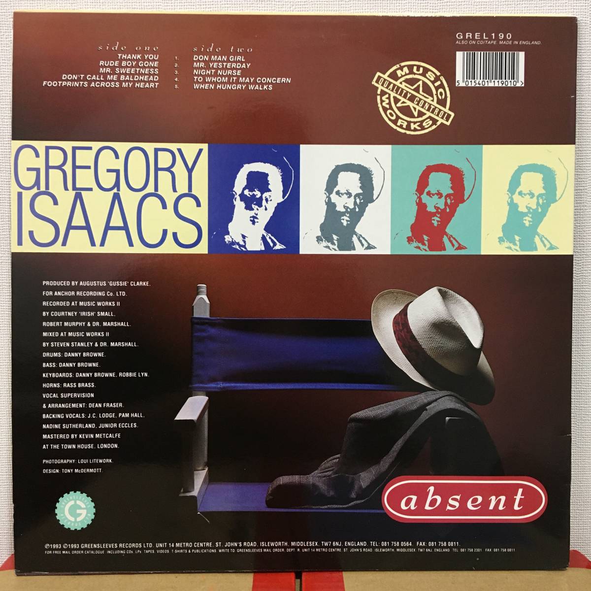 Gregory Isaacs / Absent　[Greensleeves Records - GREL190]_画像2