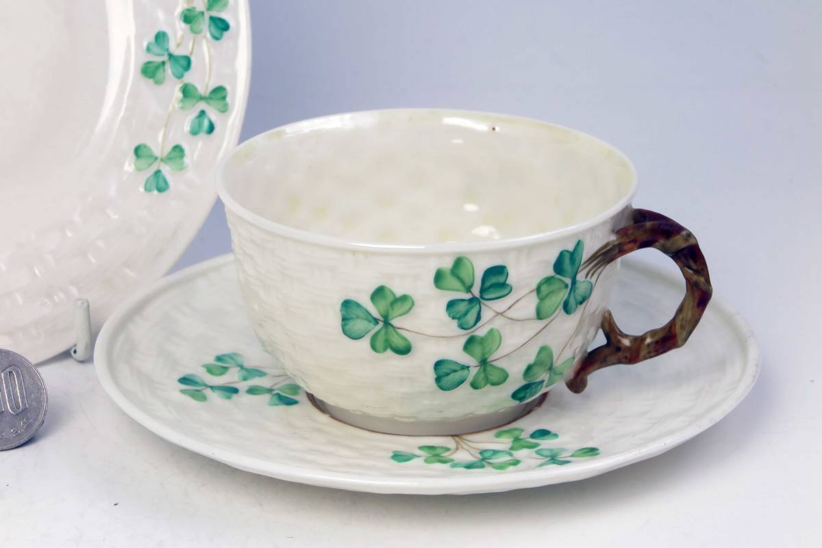 　　Belleek　 =　P カップ&ソーサー＆プレート　=クローバー　(1級品)　XX _画像8