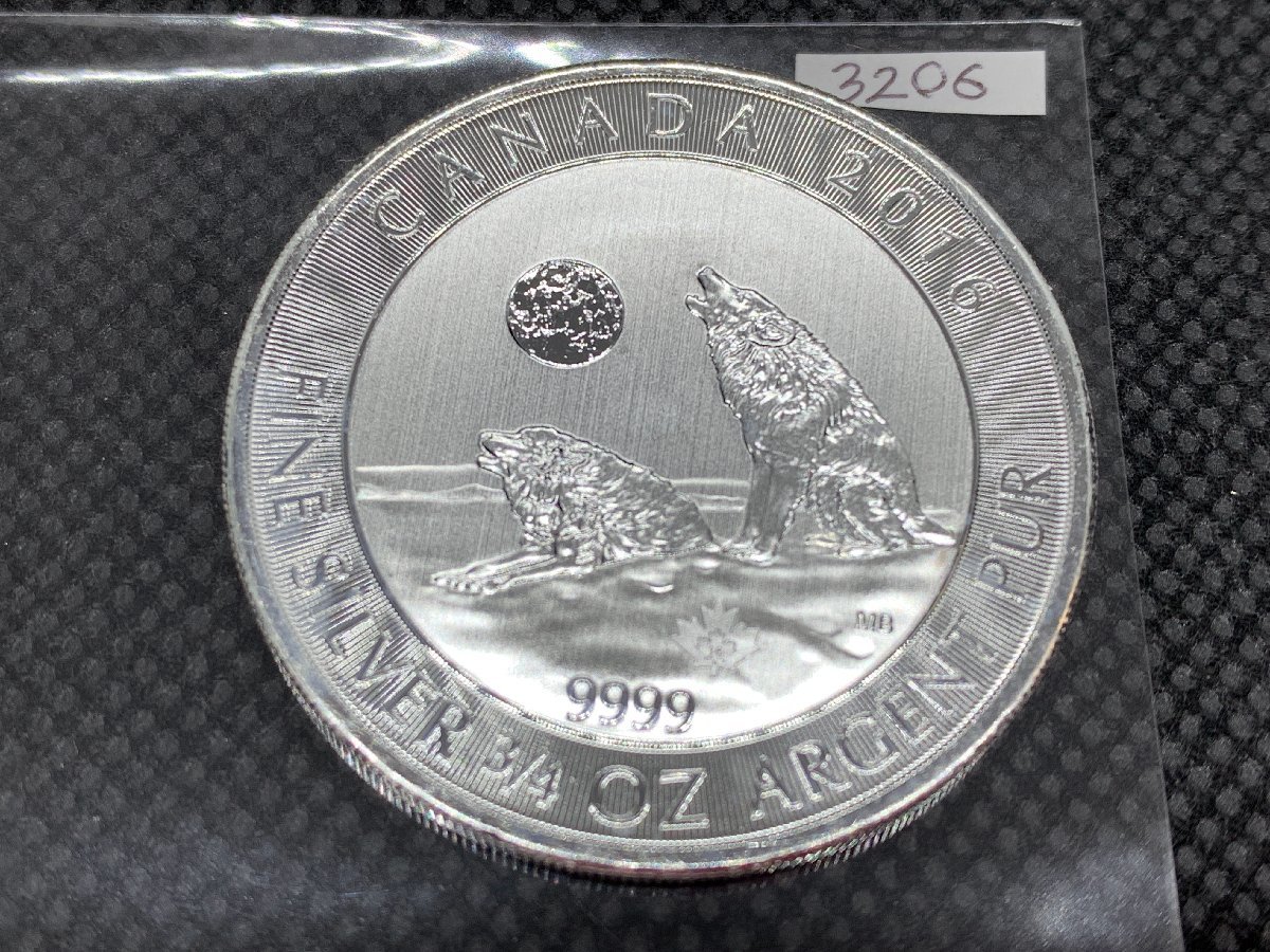 純銀 ウルフ 狼 オオカミ 2ドル 2016年 カナダ シルバーコイン 銀貨 高 