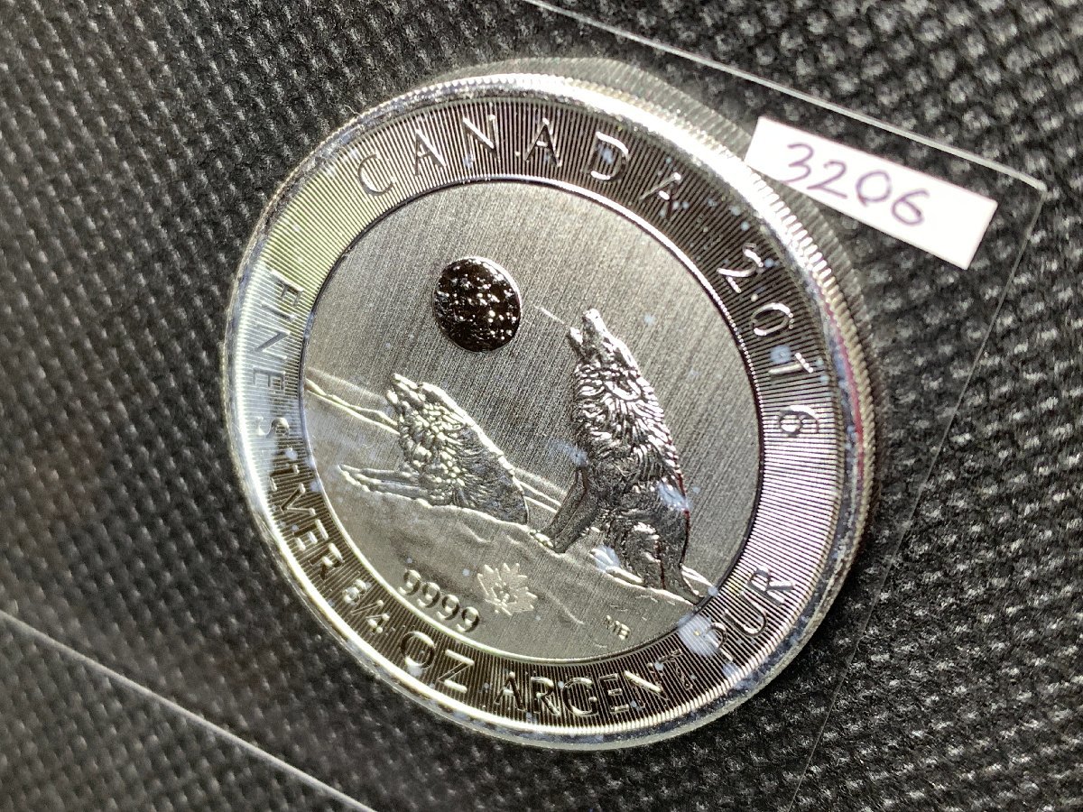純銀 ウルフ 狼 オオカミ 2ドル 2016年 カナダ シルバーコイン 銀貨 高 