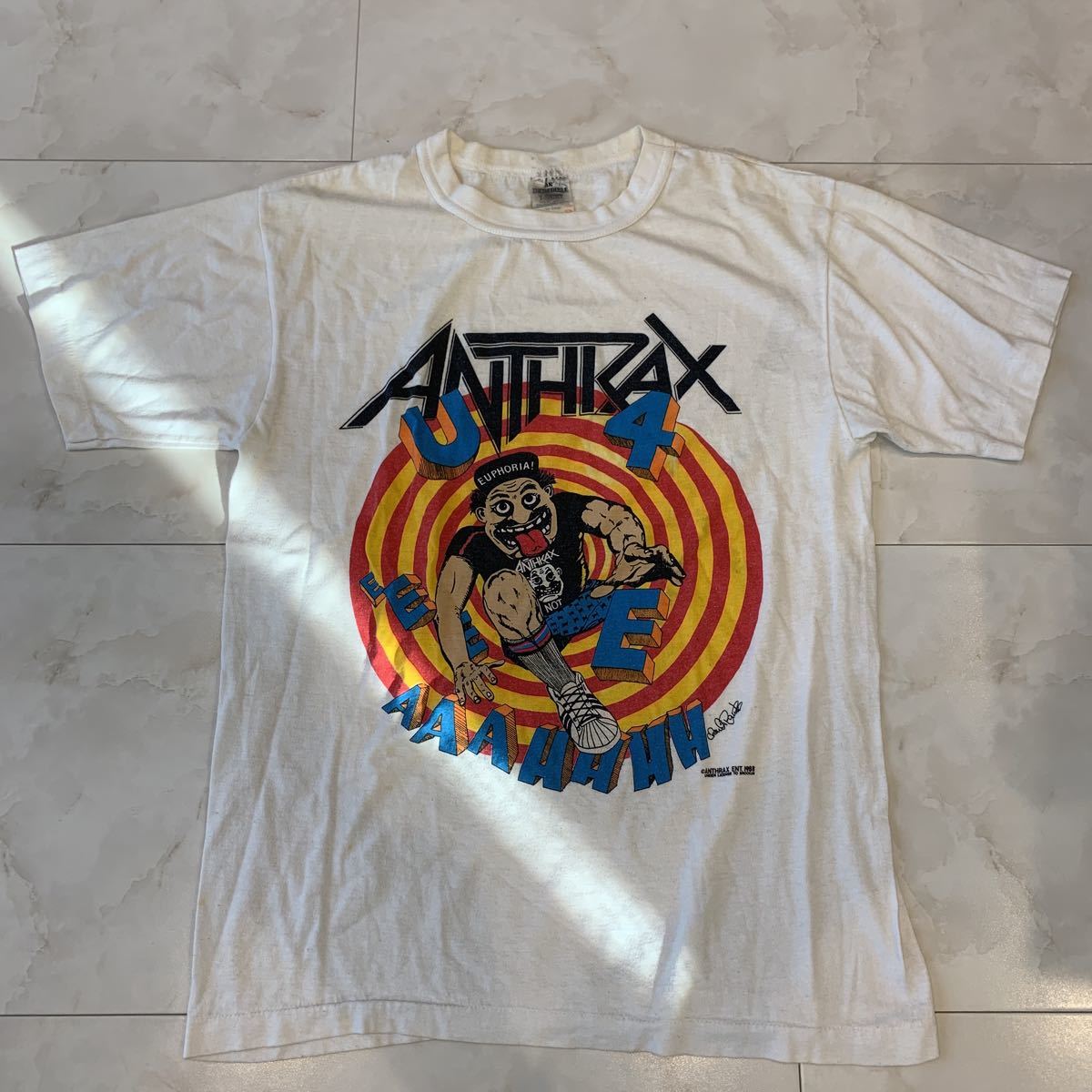 レア ビンテージ アンスラックス 1988 anthrax 白 バンド tシャツ lサイズ 古着 メタル ロックt 80s 90s METALLICA  当時 ハードロック 洋楽 洋楽