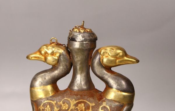 古びた蔵『清 古銅彫 塗金鳥瓶』極細工 置物 擺件 古賞物 古美術 中国