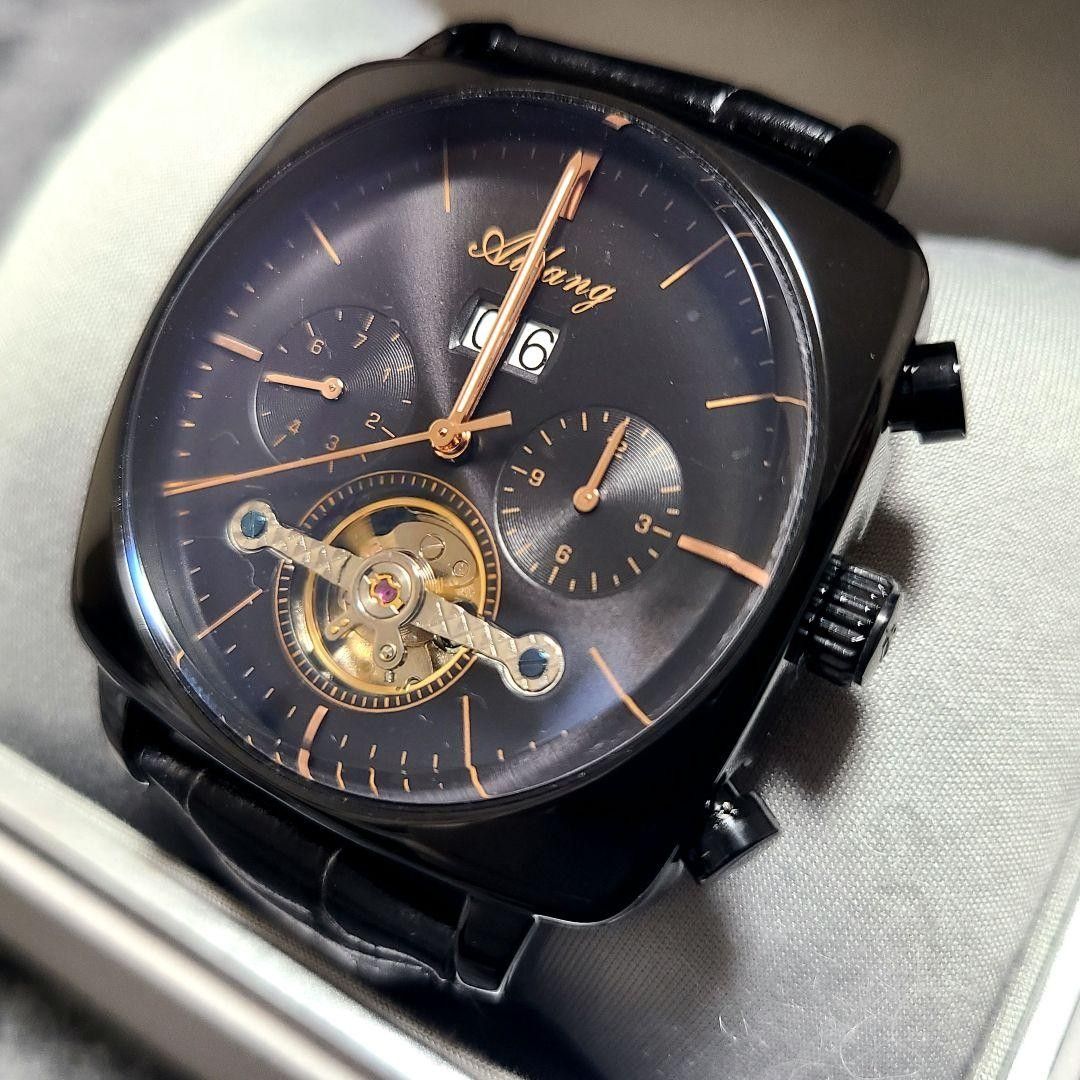 【新品】アラン　自動巻き　機械式　エメラルドグリーン　メンズ　腕時計　ウォッチ 自動巻き メンズ腕時計