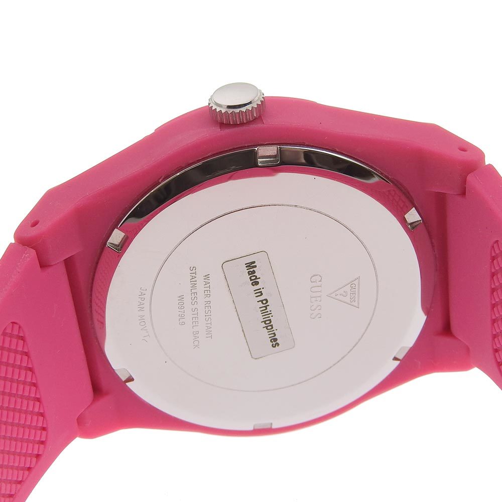 Guess ゲス W097L9 腕時計 ポリカーボネート×SS ピンク クオーツ アナログ表示 ユニセックス ピンク文字盤【60150431】中古_画像6
