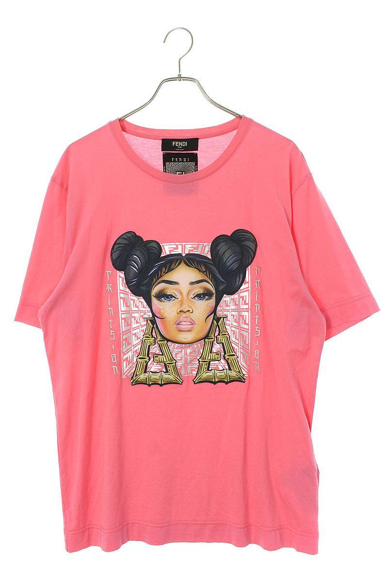 おすすめ FENDI フェンディ 12CPF-19-2832 BS99 中古 ニッキーミナージュプリントTシャツ サイズ:L 半袖Tシャツ おすすめ FENDI フェンディ 12CPF-19-2832 BS99 中古 ニッキーミナージュプリントTシャツ サイズ:L 半袖Tシャツ