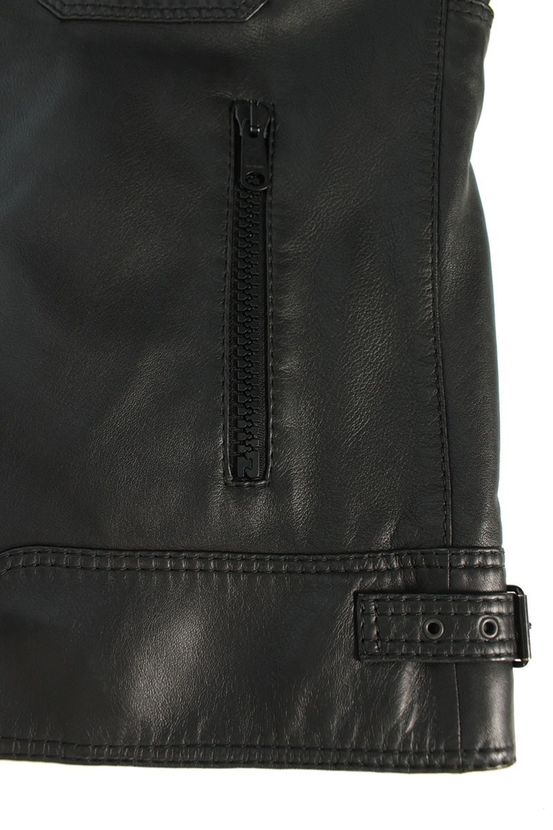 ディオールオム Dior HOMME 05AW Lジップ サイズ:48 ラムスキン裏地キルティングレザージャケット 中古 SB01_画像7