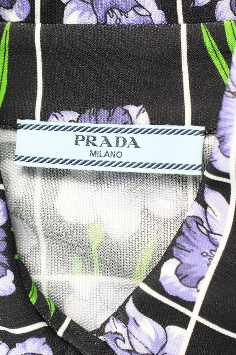 プラダ PRADA 39488 S191 1S8Q サイズ:36 フラワープリント長袖シャツ 中古 BS99_画像3