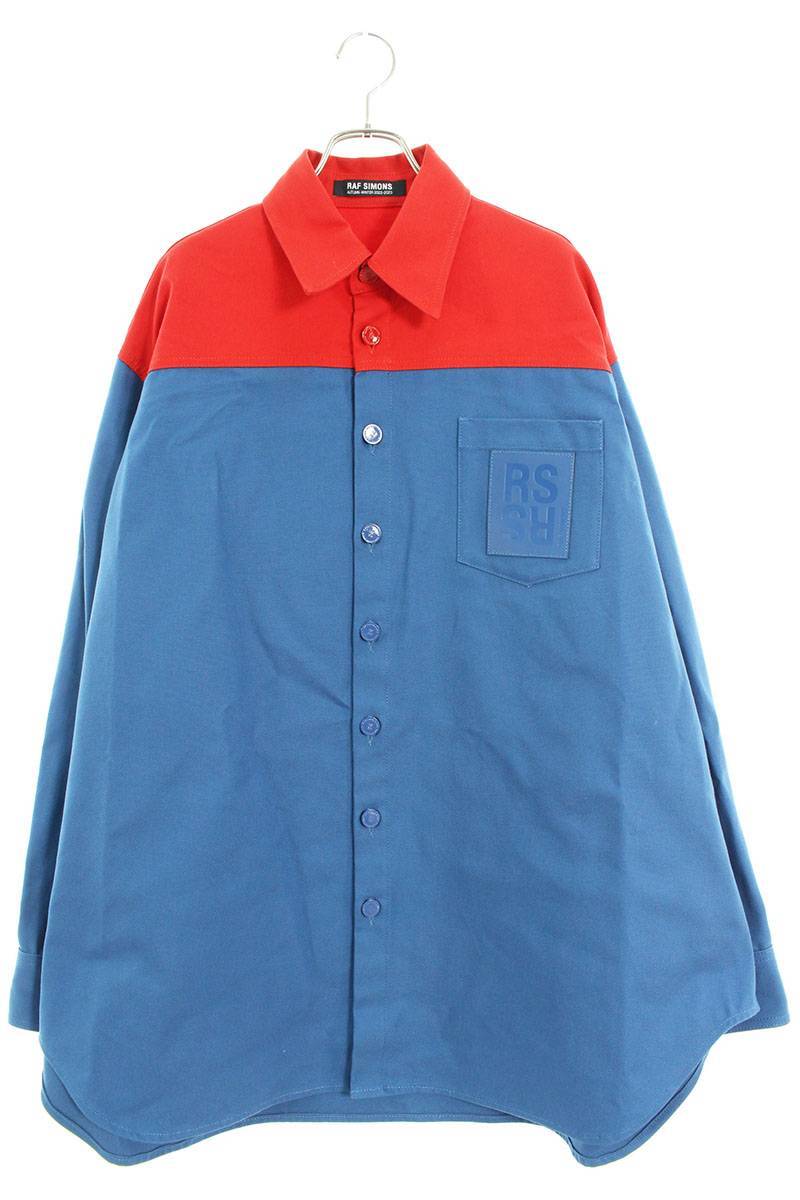  Raf Simons RAF SIMONS 22AW Oversized bicolor denim shirts размер :XSbai цвет Denim рубашка с длинным рукавом б/у SB01