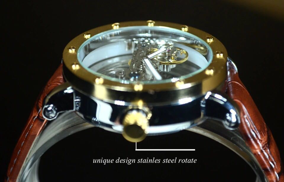  мужские наручные часы полный каркас TIEDAN автоматический сверху часы самозаводящиеся часы каркас Gold палец на ноге рубин yon Brown кожа частота 