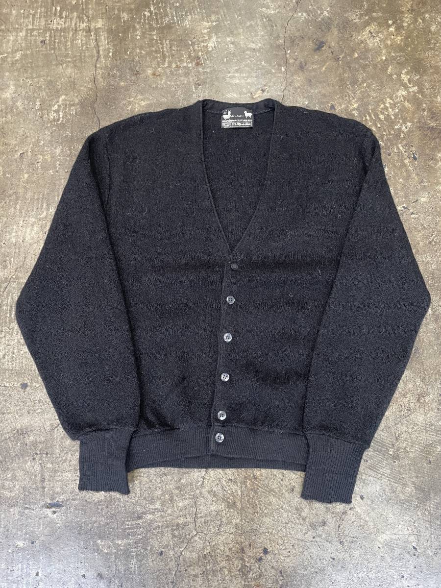  super rare! beautiful goods! black!USA made!60s 70s Searssia-z alpaca cardigan Alpaca LEMMERMAYERremame year large size (L)T