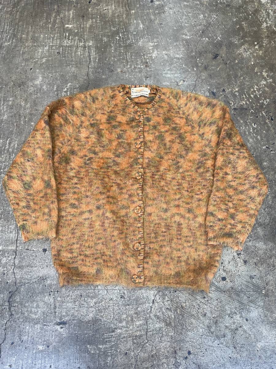 超希少！美品！毛足長！USA購入！60s 70s Mohair モヘア ミックスカラー Neiman ニーマンマーカス カーディガン カート 大きいサイズ(M)T_画像1