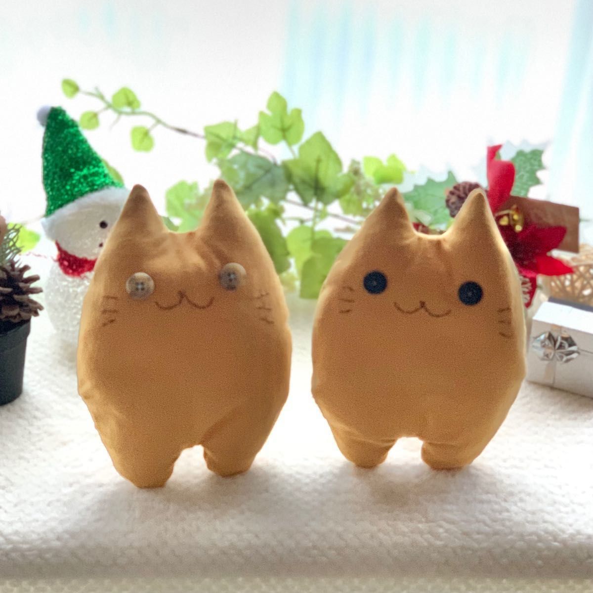 【ハンドメイド】辛子ベージュの猫のぬいぐるみ