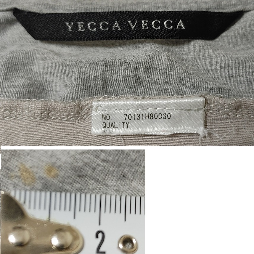 YECCA VECCA★グレー アシンメトリー 変形 プルオーバー チュニック 袖 切替 ワンピース ひざ丈 イェッカヴェッカ アシメ バイカラー_画像6