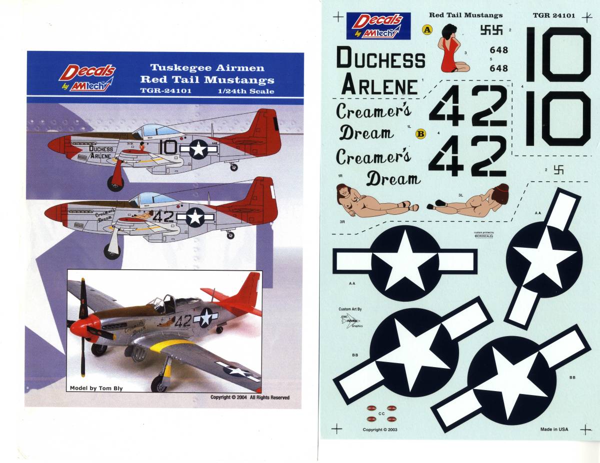 【送料無料:デカール】 Amtech Decal 24 TGR-24101 P51D Tuskegee Airmen