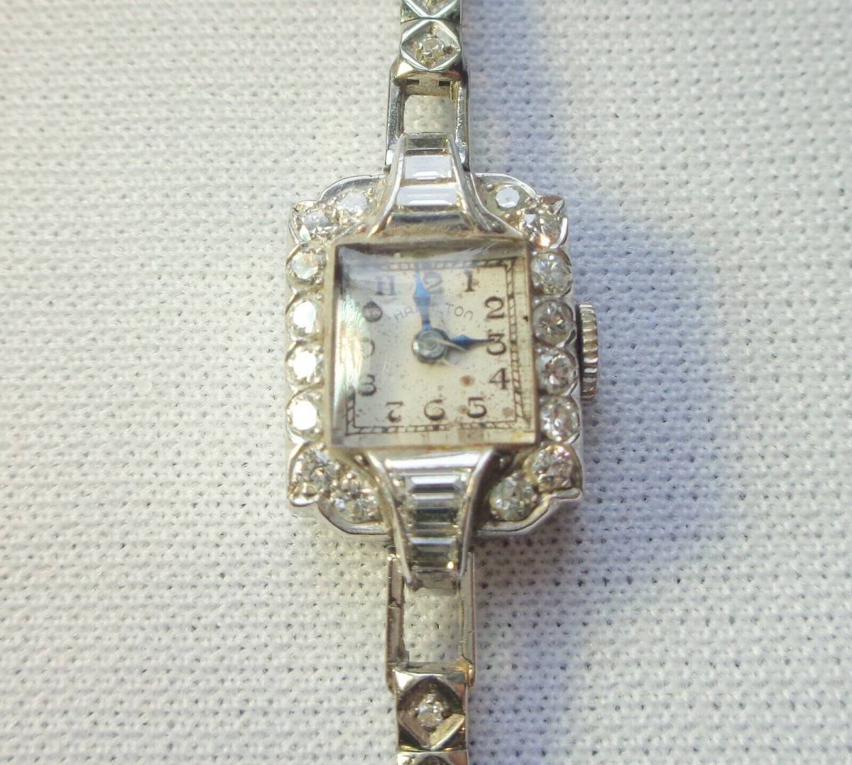 最安値で 74％以上節約 Ladies Platinum .6 ct Diamond Hamilton Wristwatch 14k Gold .15 Band 海外 即決 asconstruct.be asconstruct.be