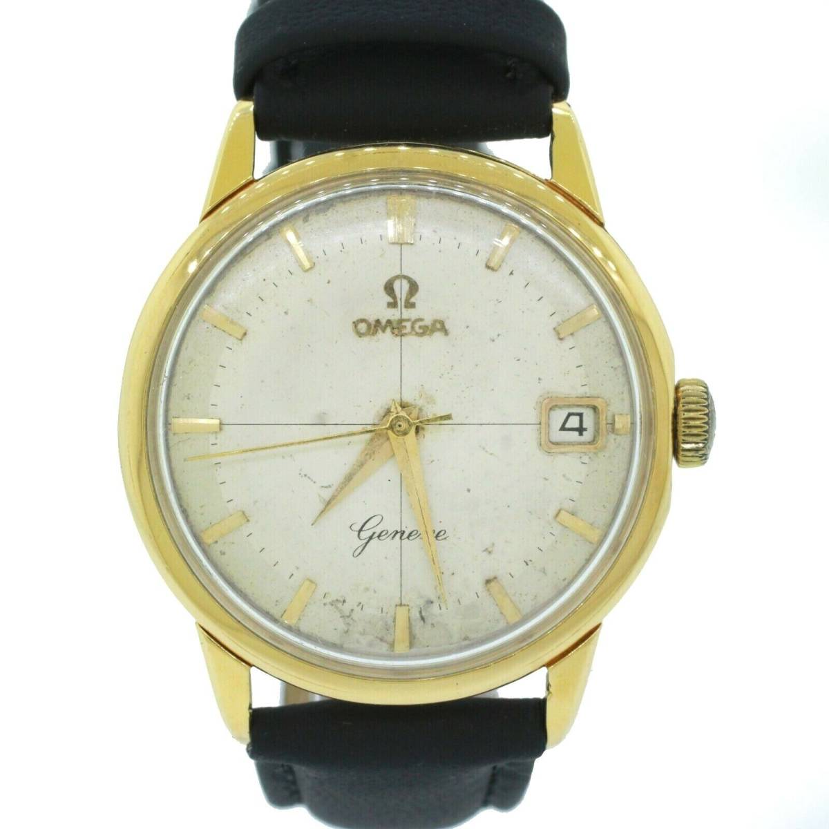 即出荷 超ポイントアップ祭 Vintage Omega Geneve 34mm Gold and Steel Date Automatic Watch w New Band 海外 即決 sksservices.com sksservices.com