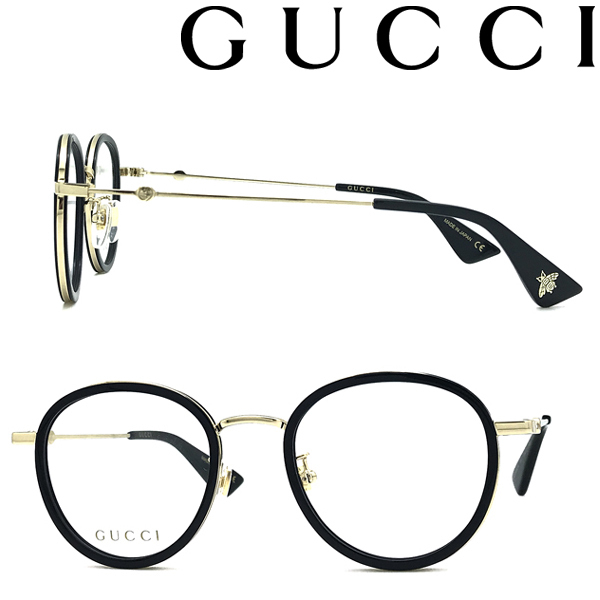 大人も着やすいシンプルファッション GUCCI グッチ GUC-GG-0608OK-001 眼鏡 ブラック×ゴールド ブランド メガネフレーム その他 