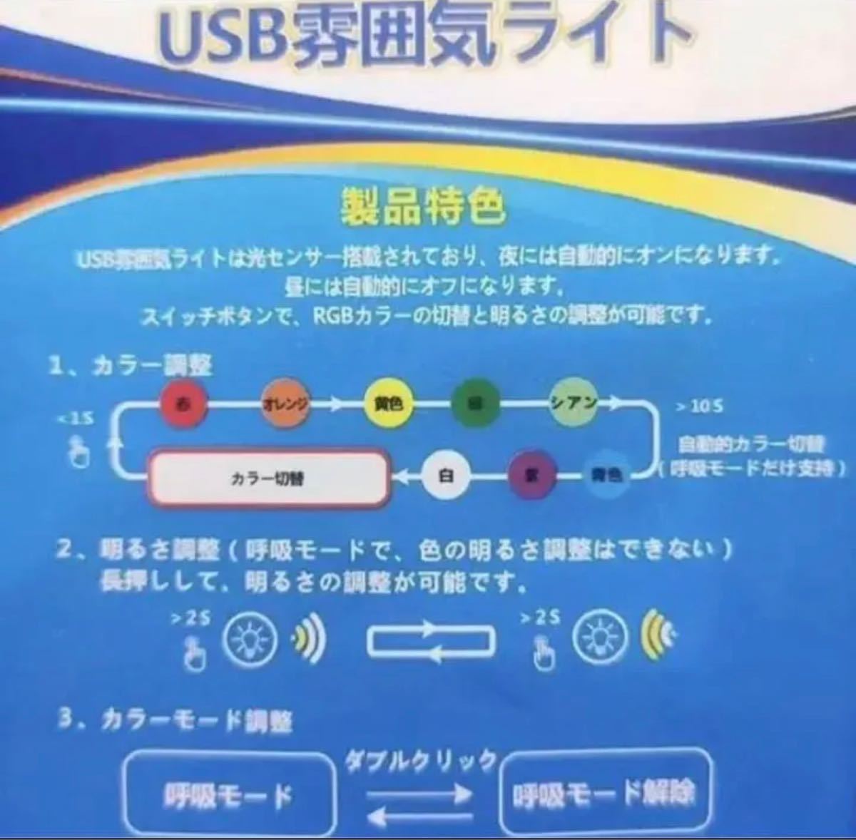 人気の製品 8色切替 USB LED 車内照明 ライト イルミライト 高輝度 綺麗145