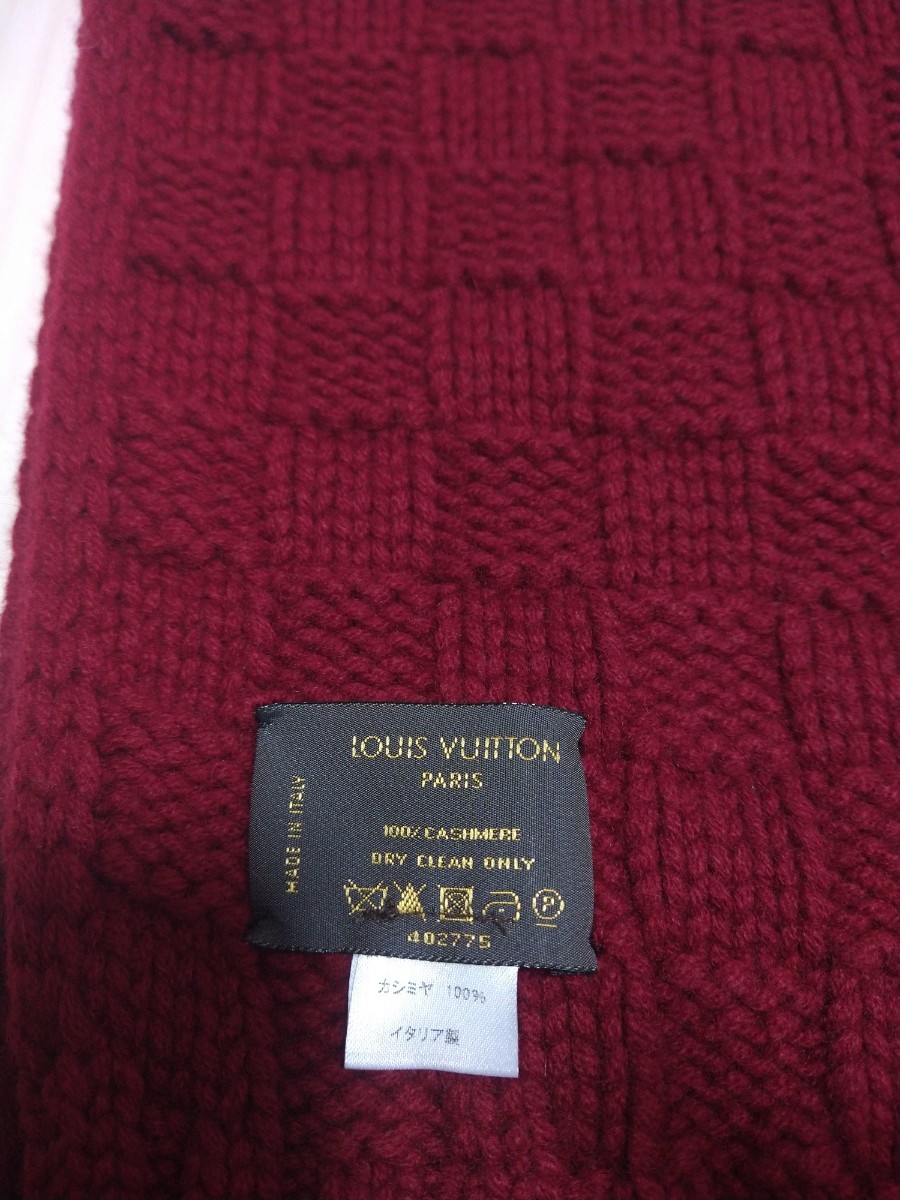 ルイヴィトン エシャルプ ヘルシンキ ダミエ レッド カシミヤ100