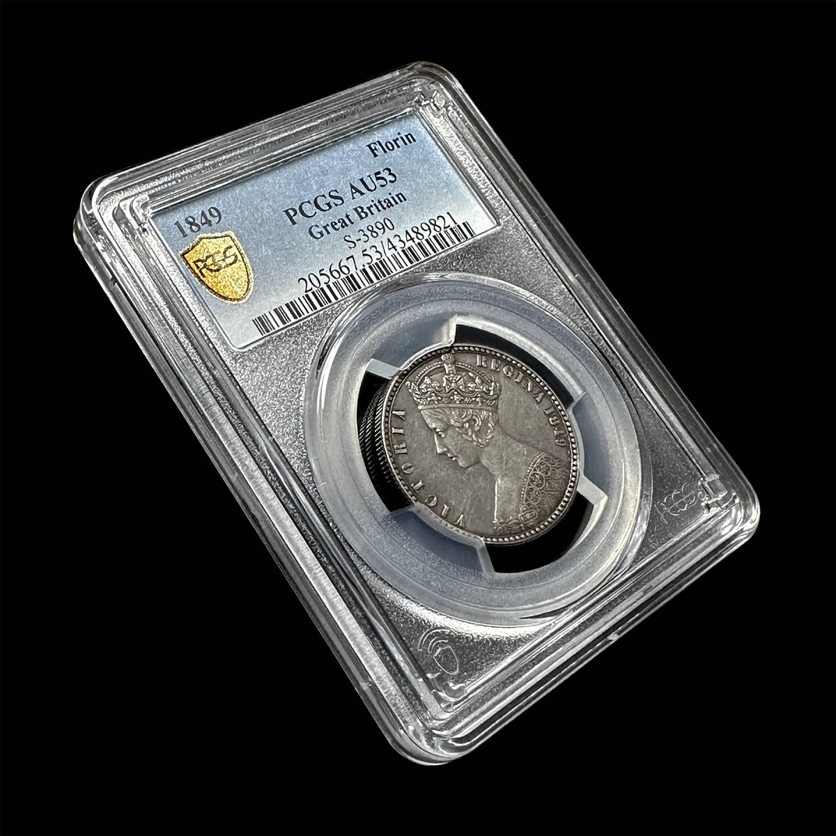 ゴッドレスフローリン 1849 イギリス 2シリング 銀貨 NGC AU53-