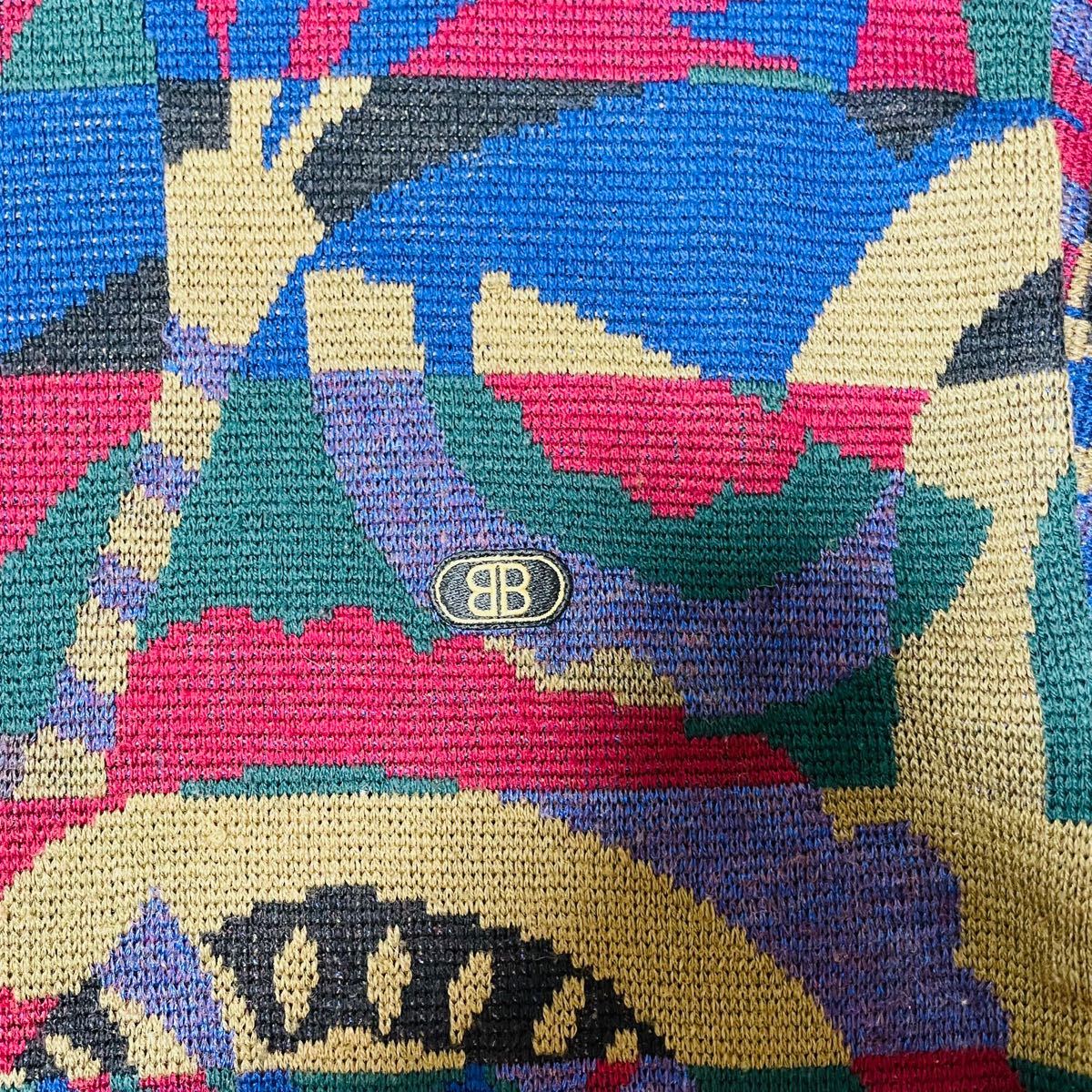 激レア Vintage 最高級80s Balenciaga 総柄 ニット M