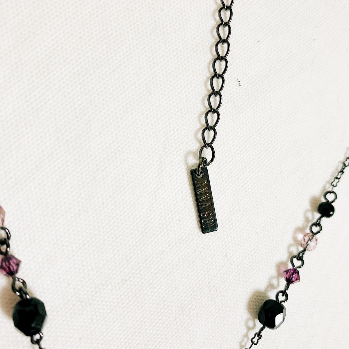 美品 ANNA SUI ネックレス 蝶 バタフライ ダークグレー パープル アナスイ