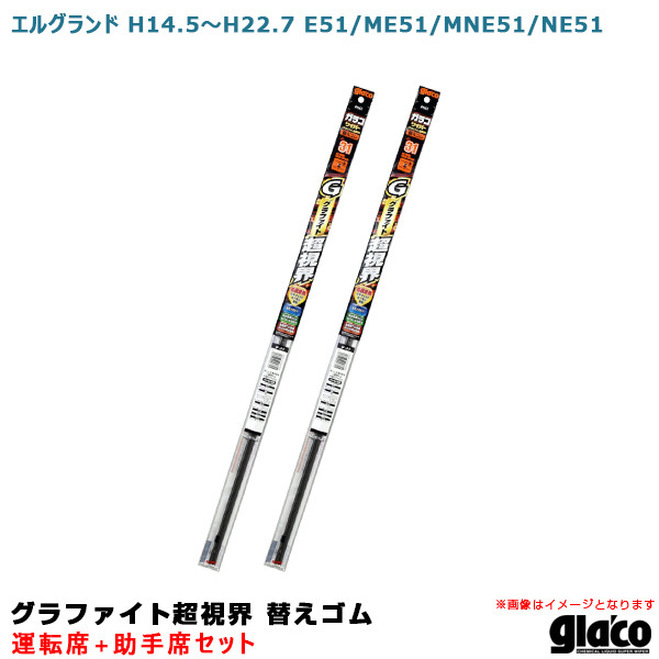 ガラコワイパー グラファイト超視界 替えゴム 車種別セット エルグランド H14.5～H22.7 E51/ME51/MNE51/NE51 運転席+助手席 ソフト99_画像1