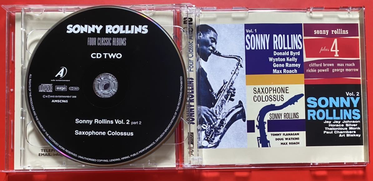【美品2CD】SONNY ROLLINS「Four Classic Albums」ソニー・ロリンズ VOL.1 / VOL.2/ PLUS 4 / SAXOPHONE COLOSSUS 輸入盤 [11260396]の画像4