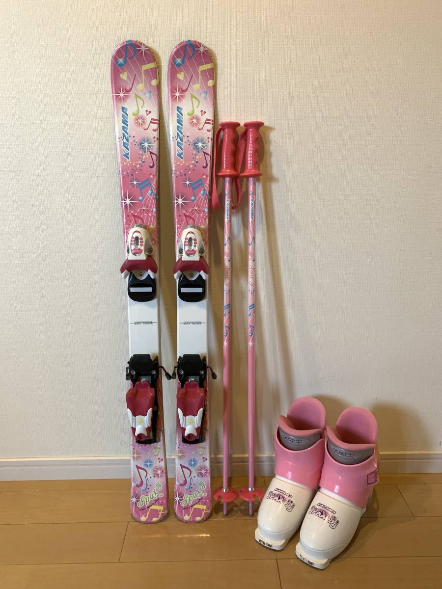 子供用スキー4点セット3-5歳 板（90）＋金具＋靴（15.5）＋ストック 