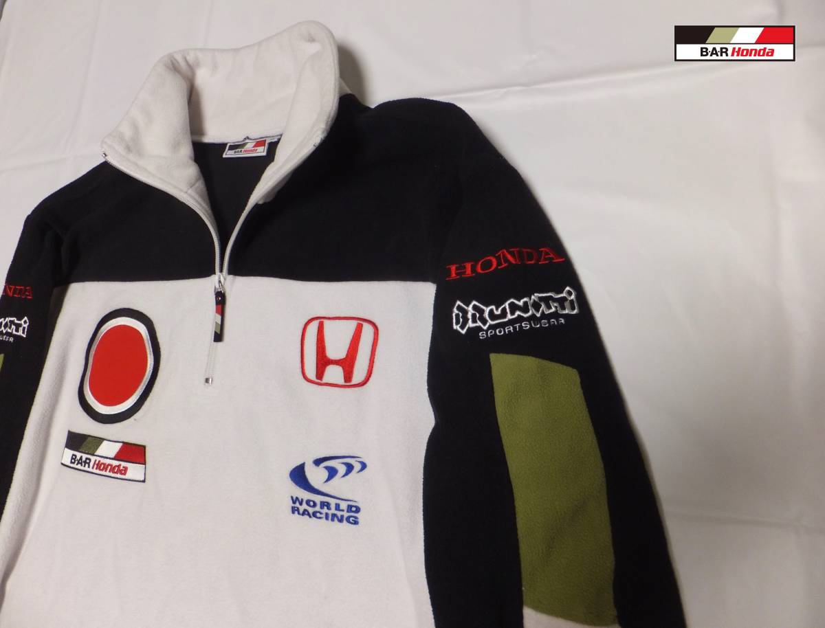 ★BAR Honda F1 Team Half-Zip Fleece Jacket ・ LUCKY ARIBE・XL・ USED_★BRUNOTTI製の高級品