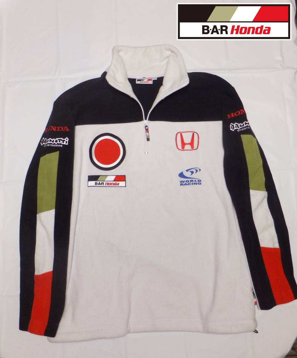 ★BAR Honda F1 Team Half-Zip Fleece Jacket ・ LUCKY ARIBE・XL・ USED_★人気の高いLUCKY ARIBEデザイン
