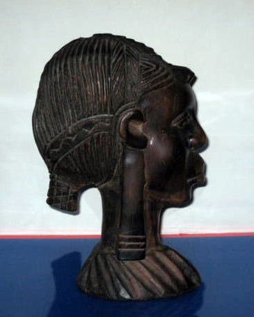 木彫り　黒檀 部族女性 オブジェ　　 24.8cm_画像4