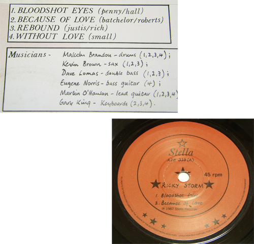 EP/ RICKY STORM - BLOODSHOT EYES - BECAUSE OF LOVE - REBOUND - WITHOUT LOVE/ 50's,ロカビリー,FIFTIES,Stella Records,45rpm,_画像2