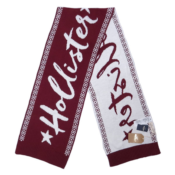  new goods HOLLISTER MUFFLER Hollister muffler dark red wine white stole men's lady's California acrylic fiber nylon regular goods 