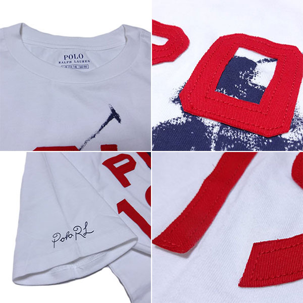 新品 POLO RALPH LAUREN BOYS S/S T-SHIRT ポロ ラルフローレン ボーイズ 半袖 Tシャツ ホワイト コットン カットソー ポニー L 正規品の画像3