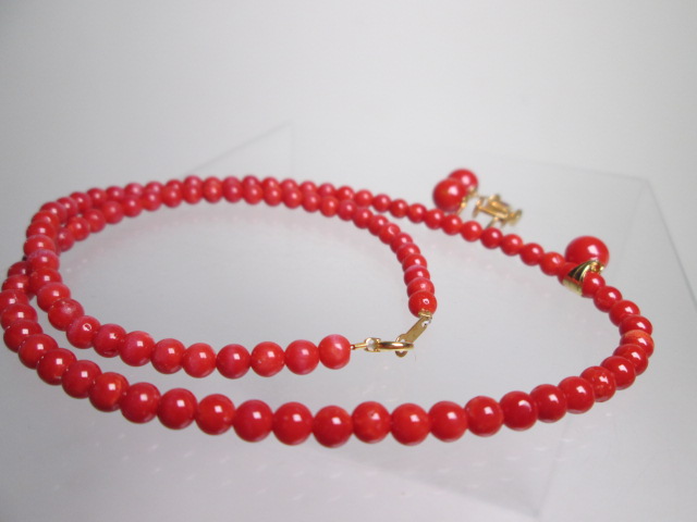 [. month ]*K18ps.@.. red .. sphere 7mm pendant attaching 4mm sphere. necklace & earrings set 
