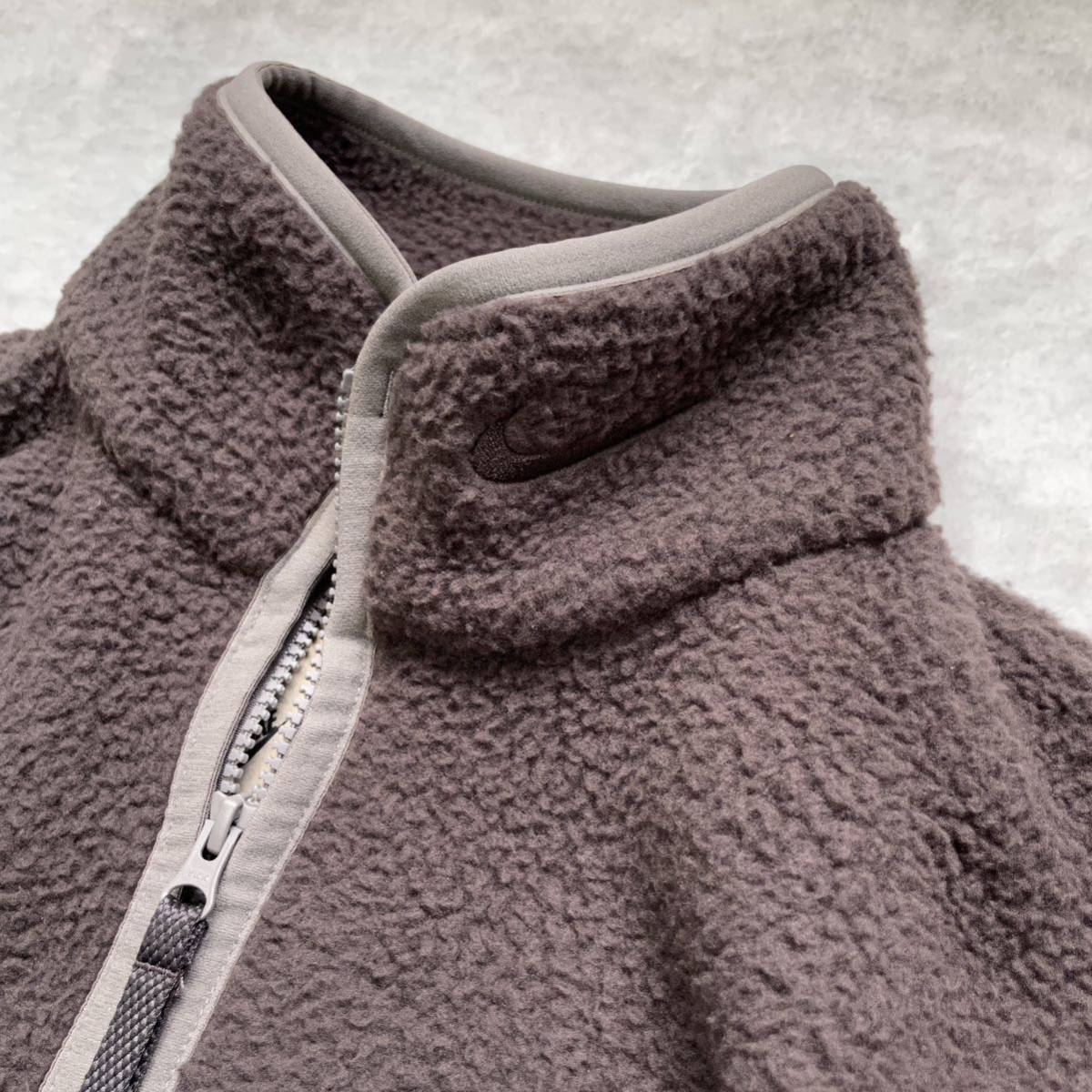 定価17,050円 新品未使用 NIKE Lサイズ ナイキ NSW SHERPA FZ JKT シェルパ ジャケット ボア アウター メンズ フリース 茶色 国内正規品_画像2