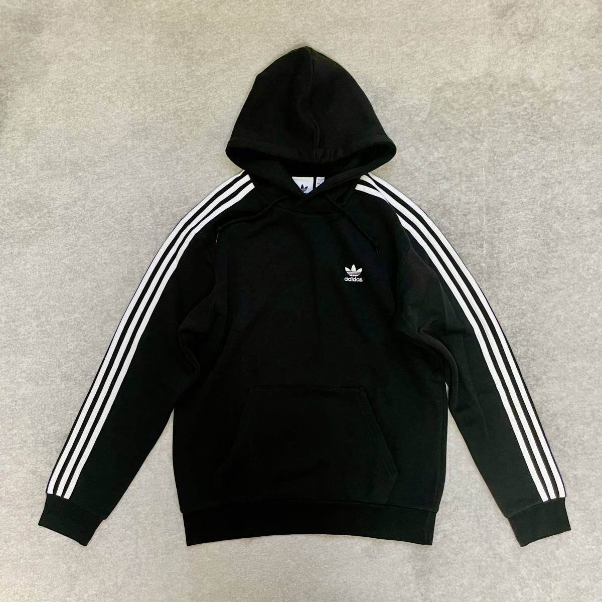 新品未使用 adidas Originals Lサイズ アディダス オリジナルス 3ストライプ パーカー フーディ スウェット フリース ブラック 黒 正規品_画像1