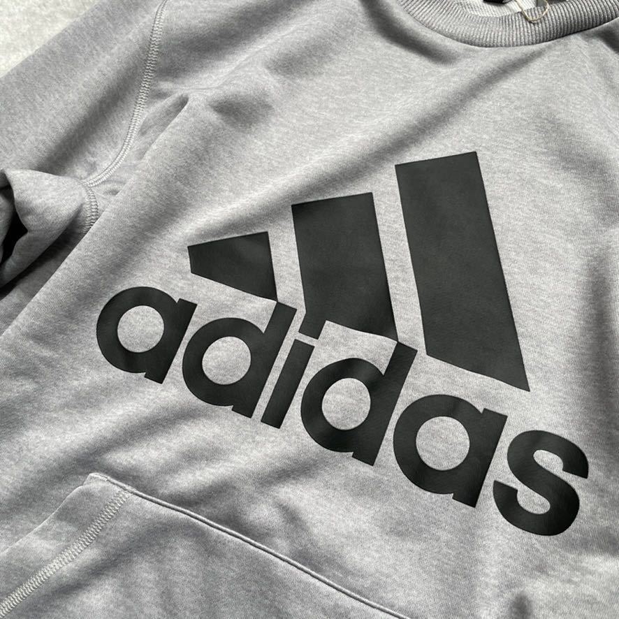 【格安送料】新品未使用 adidas Lサイズ スウェット アディダス ビックロゴ クルーネック グレー トレーナー ジム トレーニング 正規品_画像3