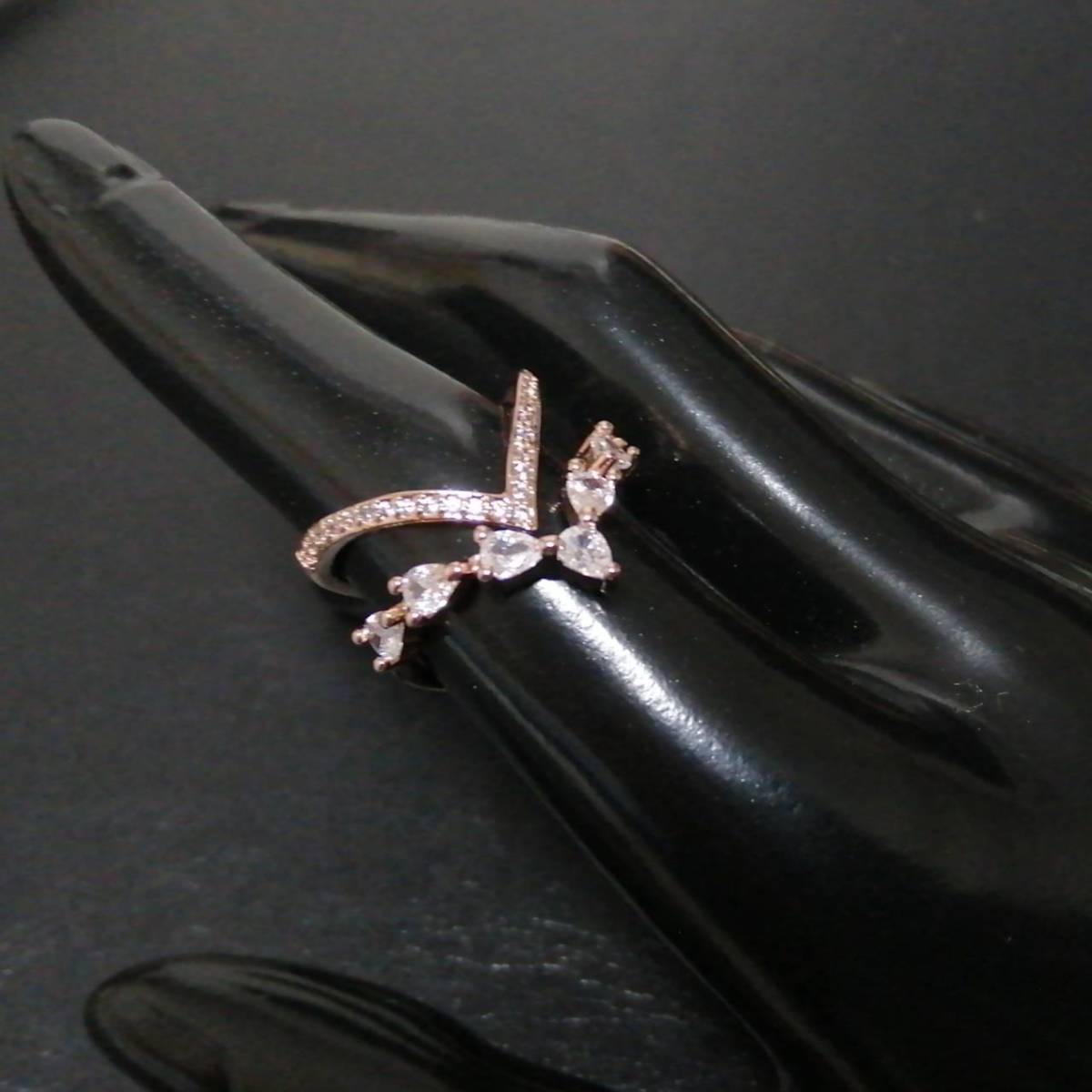  open ring ring S925 rose Gold cz Uni -k lady's Korea free size sterling silver aaa adjustment possibility #C1524-3