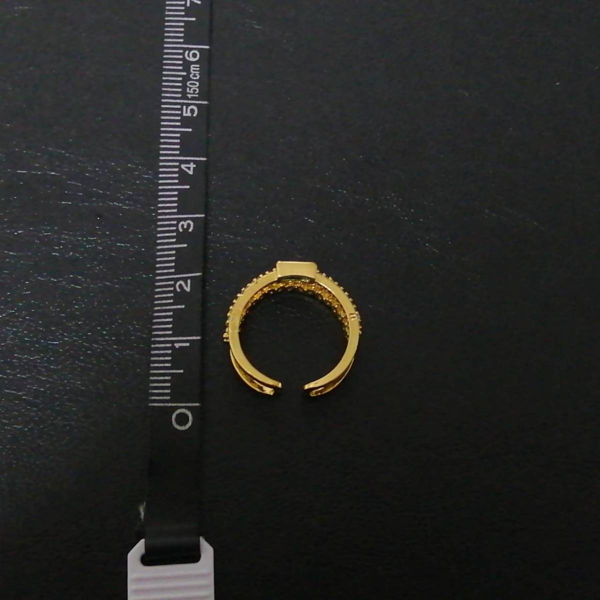  open ring ring Gold 2 -ply cz green green lady's Korea Cubic Zirconia rhinestone Kirakira beautiful #C1541-3
