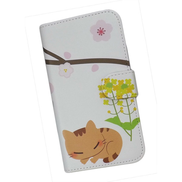 Galaxy S22 SC-51C/SCG13　スマホケース 手帳型 プリントケース 猫 桜 菜の花 ねこ かわいい_画像1