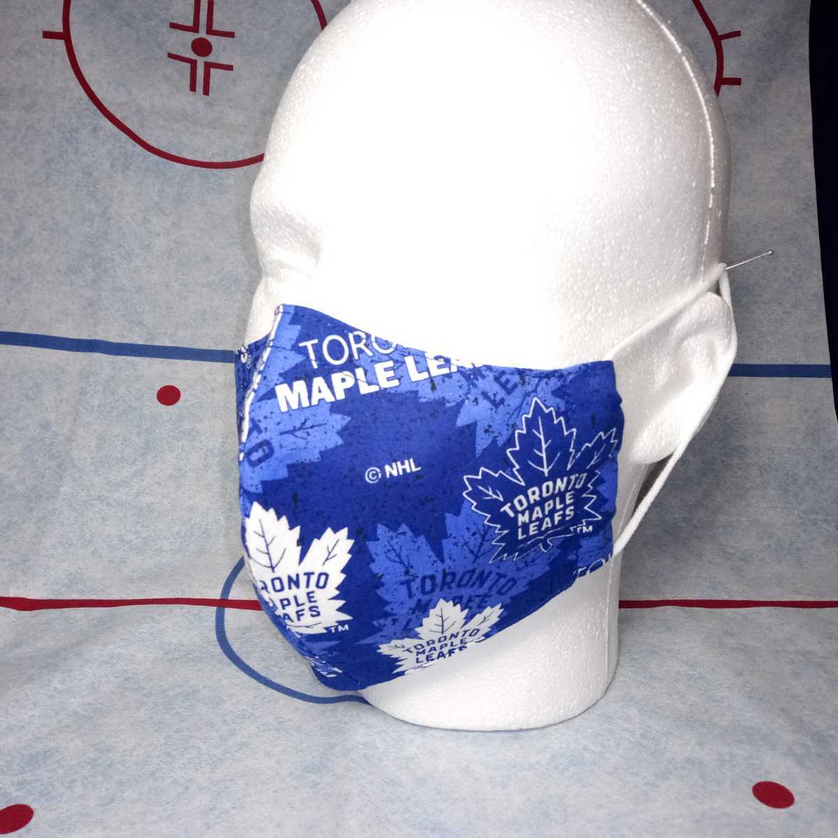 日本国内から発送★NHL Toronto Maple Leafs トロントメープルリーフス ロゴ柄 マスクカバー スッキリ型 ハンドメイド カナダ製 _画像3