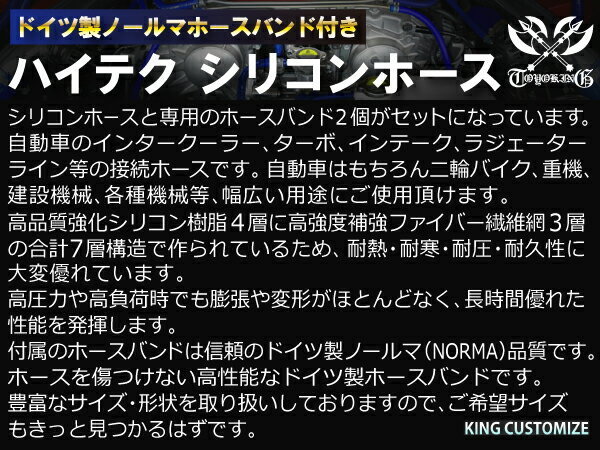 バンド付 シリコンホース ショート 同径 内径 Φ65mm 青色 ロゴマーク無し ラジエーター インタークーラー インテーク 接続 ホース 汎用品_画像6