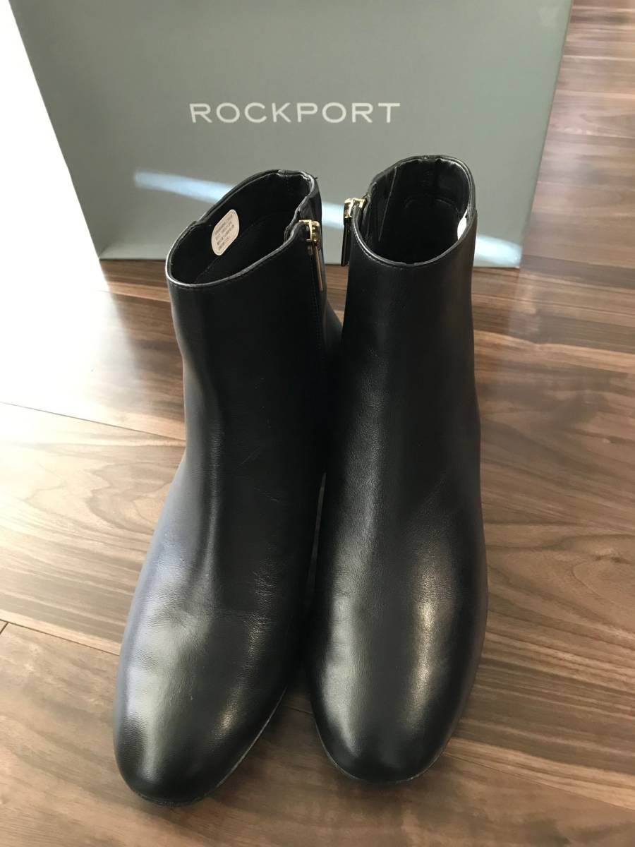  новый товар * не использовался *ROCKPORT блокировка порт кожа короткие сапоги ботиночки - чёрный черный 8M 25.TM NOVALIE BOOTIE 2 шт кожа 24.5.. person .